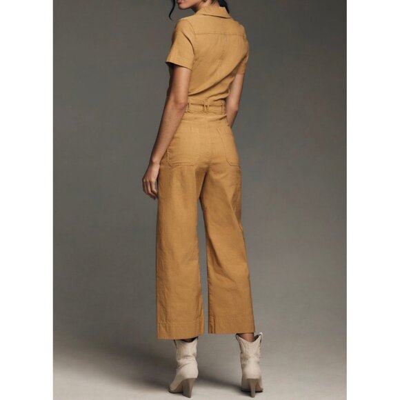 Maeve Anthropologie The Colette Weekend Jumpsuit Size 16 Tall Honey - Picture 2 of 6
